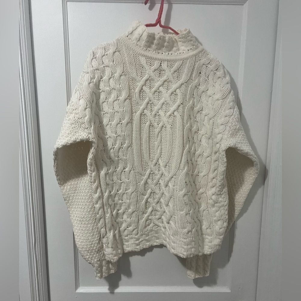 Dockers Fisherman Style Cream Cable Knit Turtleneck Sweater Size M